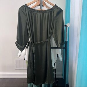 H&M | Green Puff Sleeve Dress Medium